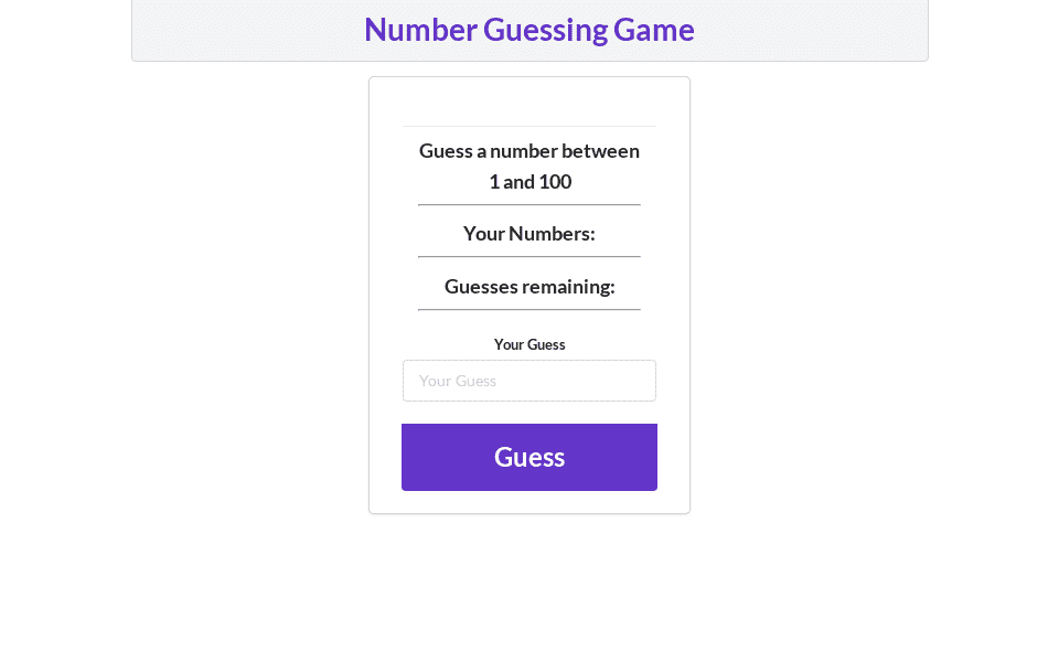 Number Guessing Game